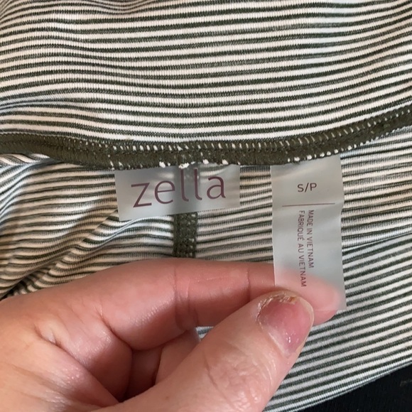 Zella Nordstrom Comfy Lounge Cropped Olive Green Stripped Soft Legging Pants - Picture 7 of 7